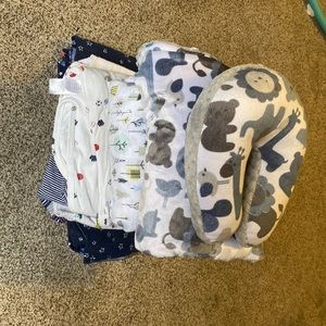 Baby boy blanket/swaddle bundle